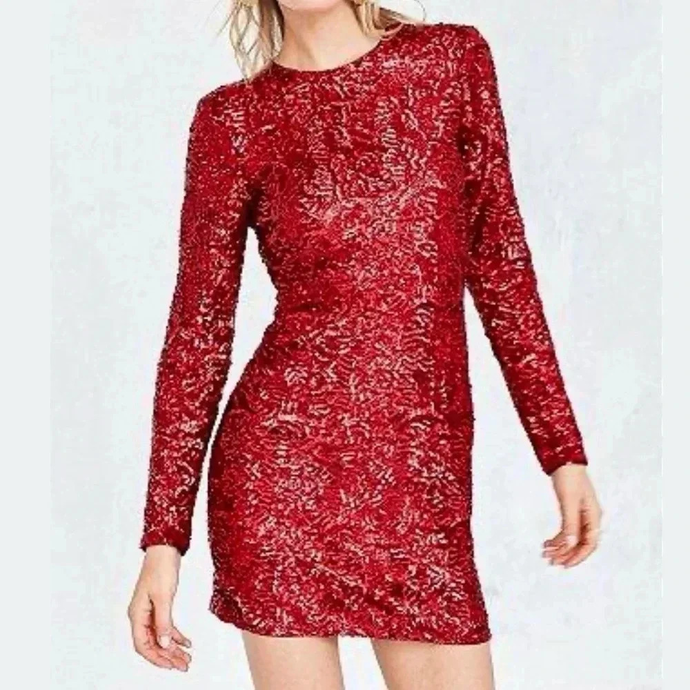 Kimchi Blue Red Lace Mini Dress